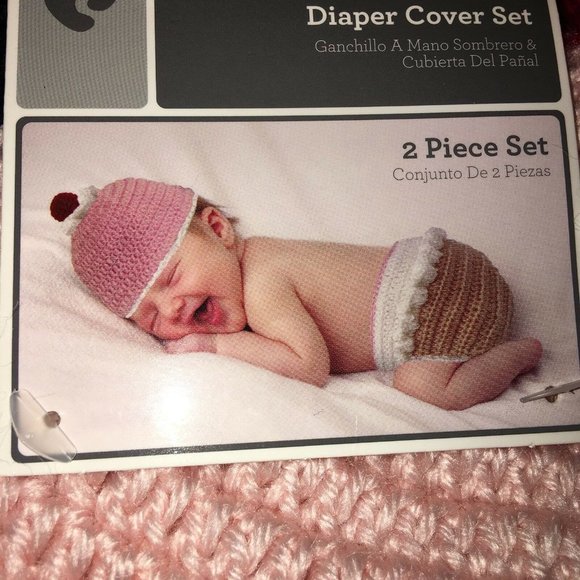 Hand Crocheted Hat And Diaper Cover Ice Cream Sz 0-9 Months Infant Baby Photo - Picture 8 of 12
